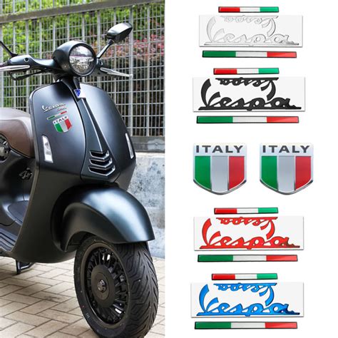 A Set Of 3d Italy Flag Vespa Sticker Badge Emblem Decal For Piaggio