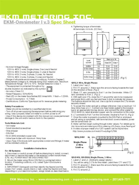 Spec Sheet Ekm Omnimeter I V3 Pdf Fuse Electrical Mains