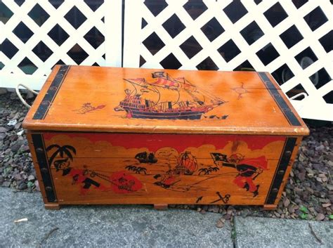 Vintage Pirate Ship And Pirate Style Toy Chest Kids Toy Trunk Cass