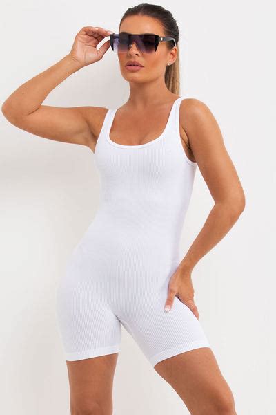 Seamless Unitard With Ruched Detail White Uk