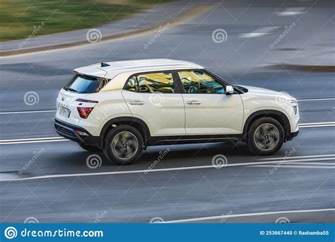 Hyundai Creta Car Is Driving On The Street Hyundai Ix Compact