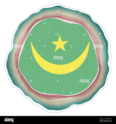 Mauritania Flag In Frame Badge Of The Country Layered Circular Sign