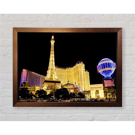 Ebern Designs Las Vegas Goldener Eiffelturm Einzelner Bilderrahmen