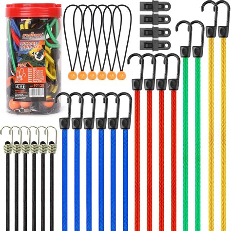 HORUSDY 30 Piece Premium Bungee Cords Assortment Jar Includes 10 18