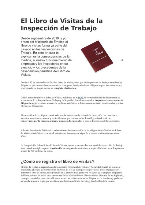 Calaméo El Libro De Visitas De La Inspección De Trabajo 5to A