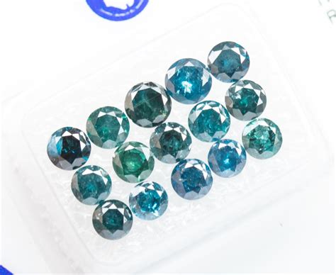 15 Pcs Diamonds 3 17 Ct Fancy Vivid Dark Greenish Blue Bluish