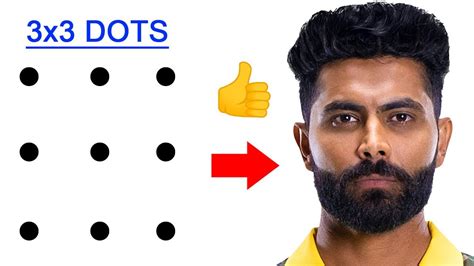 Turn 3x3 Dots Into Jadeja Drawing How To Draw Ravindra Jadeja Drawing