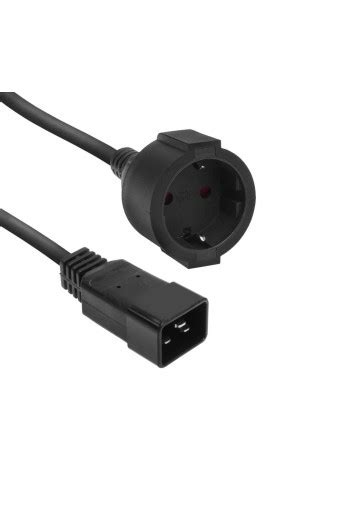 Cable Alimentación Adapt Schuko CEE7 4 H a IEC C20 M 20 cms