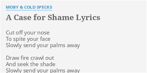 A Case For Shame Lyrics By Moby And Cold Specks Cut Off Your Nose