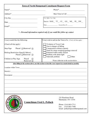 Fillable Online Town Of North Hempstead Constituent Request Form Fax