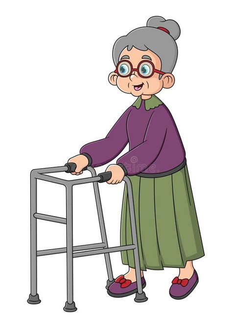 Elderly Woman Zimmer Frame Stock Illustrations Elderly Woman