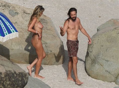 Heidi Klum Topless In St Barts Bare Breasts And Thong Bikini