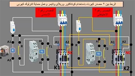 الدرس الثانى Ats الربط بين مصدرين بكونتاكتور وريلاى وتايمر وانترلوك كهربى Youtube