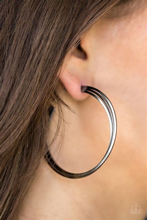 Haute Gossip Black Earrings Paparazzi Accessories Black Hoops Earrings Black Earrings