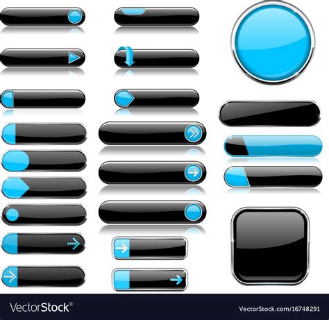 black  blue menu buttons interface elements vector image
