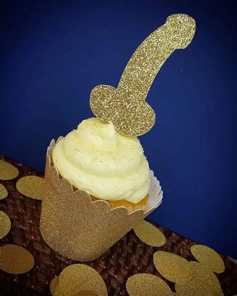 Glitter Gold Penis Wedding Valentines Day Cupcake Toppers Engagement