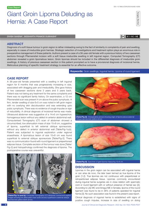 Pdf Giant Groin Lipoma Deluding As Hernia A Case Report