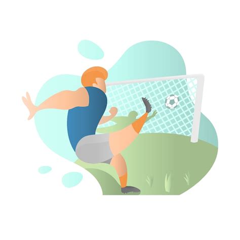 Jugador de fútbol tiro libre en ilustración plana Vector Premium