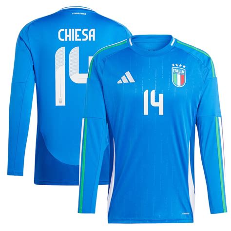 Federico Chiesa 14 Italy National Team 2024 Home Long Sleeve Men Jerse