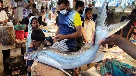 Big Ayer Rohu Pomfret Fish Cutting Live In Fish Market Fish