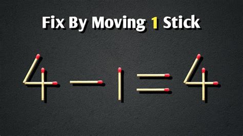 Fix The Equation By Moving Stick Hard Matchstick Puzzle In