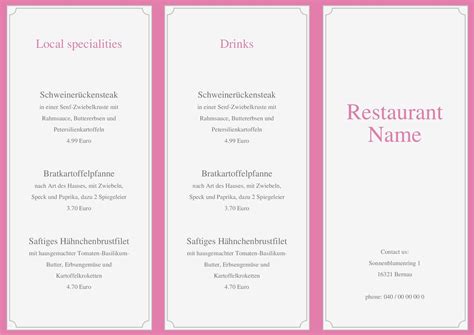 Speisekarte Englisch Vorlage Cool Speisekarten Und Men Karten Menu Card