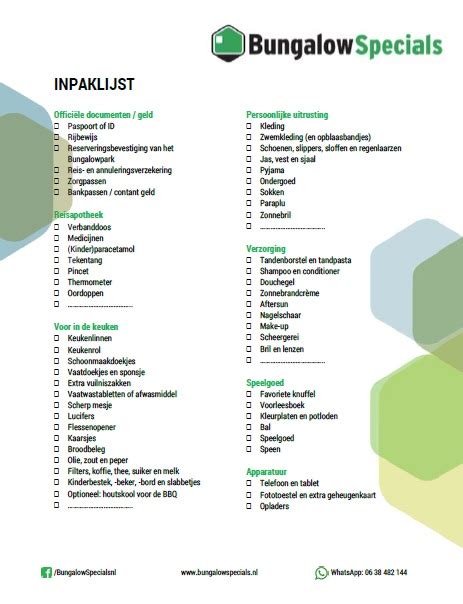 Dé Inpaklijst Voor Uw Bungalowpark Vakantie Vindt U Hier