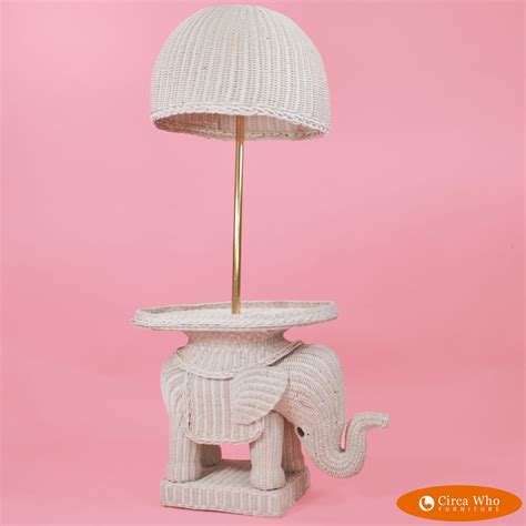 Woven Rattan Elephant Floor Lamp Table Circa Who