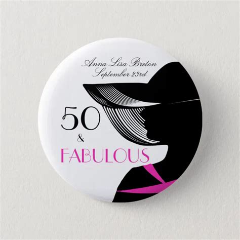 50 And Fabulous Art Deco Elegant 50th Birthday Pinback Button Zazzle