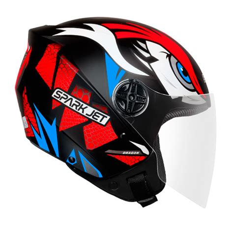 Capacete Ebf Spark Jet Dragon Preto Fosco E Vermelho Casadocapacete