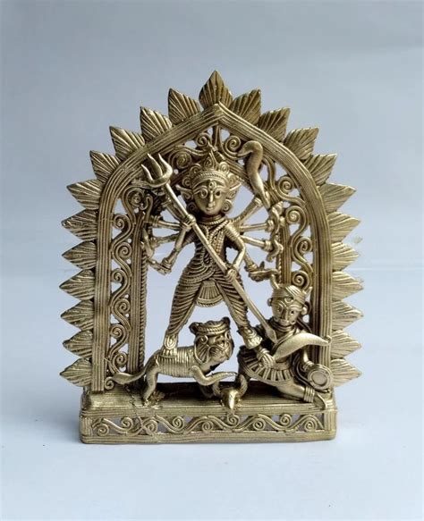 Golden 7inch Dhokra Brass Durga Statue Home At Rs 1200 Piece In