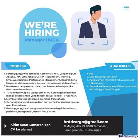 Lowongan Kerja MANAGER HRGA PT Dzargo Indo Group Purbalingga