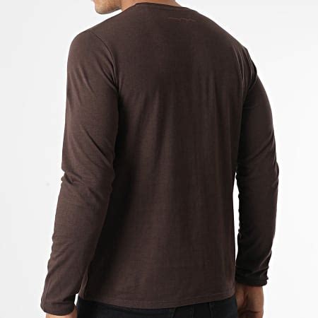 Teddy Smith Tee Shirt Manches Longues Ticlass Basic Marron