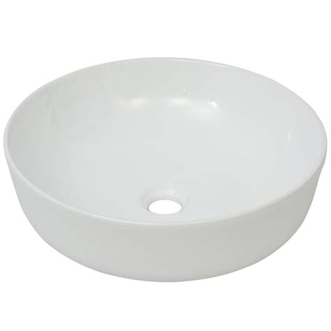 vidaXL Lavabo Moderno Redondo de Cerámica Blanco Lavamanos Cuarto de