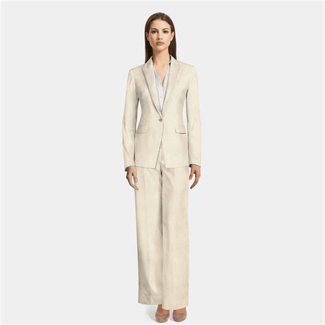 Beige Linen Wide Leg Pant Suit Sumissura