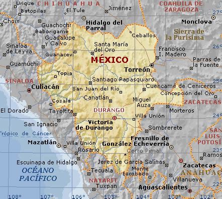 Mapa de Durango Mapa Físico Geográfico Político turístico y Temático