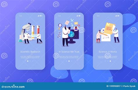 Scientific Research Mobile App Page Onboard Screen Template Tiny