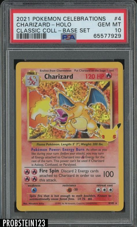 2021 Pokemon Celebrations Classic Collection 4 Charizard Holo PSA 10