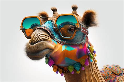 Premium Ai Image There Is A Giraffe Wearing Sunglasses And A Scarf