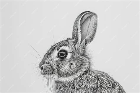 Premium Photo | Pencil drawing of a rabbit sitting in the grass