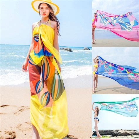 140x190cm Pareo Scarf Women Beach Sarongs Beach Cover Up Summer Chiffon Scarves Geometrical