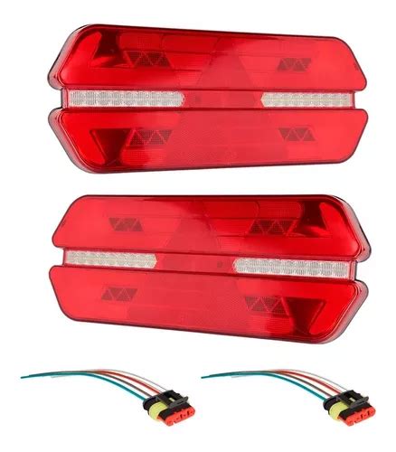 Par Lanterna Traseira Led Carreta Triplo X 24v Chicote