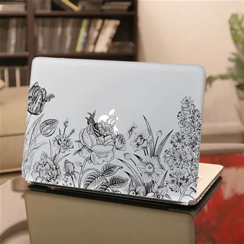 Beauty Sketch Black Rose Flower Pattern Vinyl Decal Laptop Stickers ...