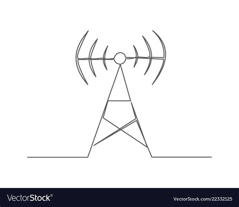 Antenna One Line Drawing Royalty Free Vector Image