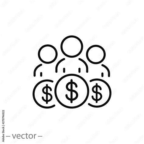 Investments Money Icon Business Group Invest Finance Line Symbols On