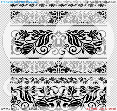 Clipart of Vintage Black and White Ornate Floral Border Designs ...