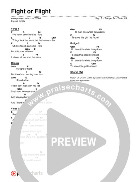 Fight Or Flight Chords PDF (Elyssa Smith) - PraiseCharts