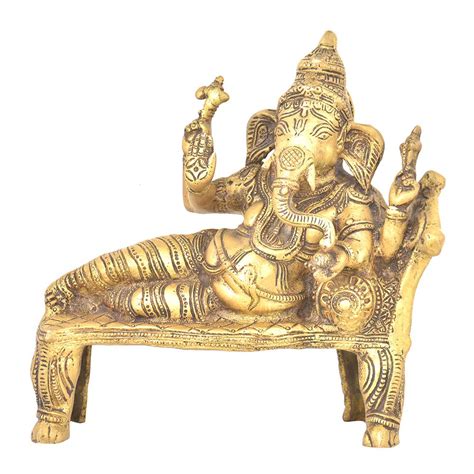 Relaxing Ganesha Brass Statue