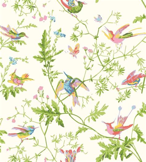 Hummingbirds Silk Fabric In Pearl By Cole Son Jane Clayton