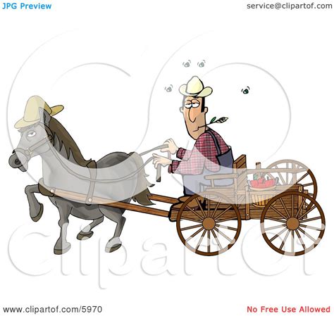 Horse Pulling a Farmer On a Wagon Clipart Picture by djart #5970